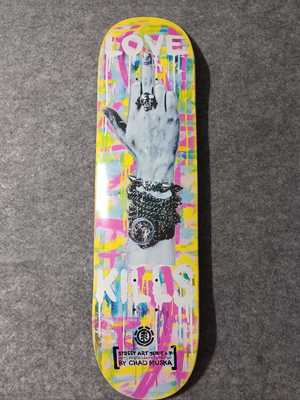 RARE Chad Muska Element 2010 Street Art Series Love Kills Skateboard Deck Unused